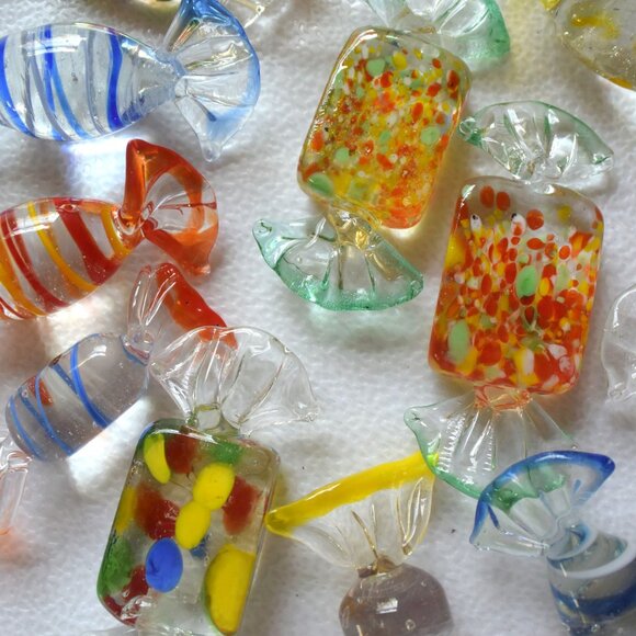 Hand Blown Glass Candies, Lot of 18, Vintage, Murano? - Picture 3 of 9